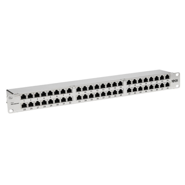 Tripp Lite N252-048-SH-K Cat5e/Cat6 48-Port Patch Panel - Shielded, Krone IDC, 568A/B, RJ45 Ethernet, 1U Rack-Mount, TAA N252-048-SH-K 037332236173