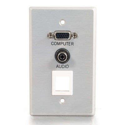 C2G Single Gang HD15 + 3.5mm + (1) Keystone Wall Plate 40572 757120405726