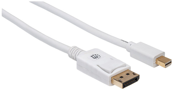 Manhattan Mini DisplayPort 1.2 to DisplayPort Cable, 4K@60Hz, 1m, Male to Male, White, Equivalent to Startech MDP2DPMM1MW, Lifetime Warranty, Polybag 324724 766623324724