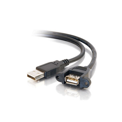 C2G 2ft USB 2.0 A Male to A Female Panel Mount Cable USB cable 0.6 m USB A Black 28063 757120280637