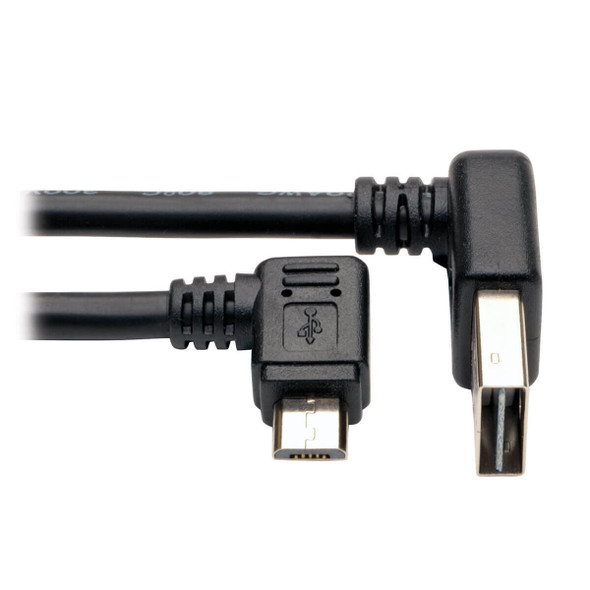 Tripp Lite UR05C-003-UARB Micro USB Cable for Charging (M/M) - Reversible Up/Down USB-A to Right-Angle USB Micro-B, 20 AWG, Black, 3 ft. (0.91 m) UR05C-003-UARB 037332188083