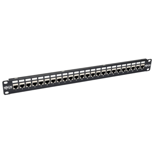 Tripp Lite N254-024-SH-6A 24-Port 1U Rack-Mount STP Shielded Cat6a Feedthrough Patch Panel, RJ45 Ethernet, TAA N254-024-SH-6A 037332189981