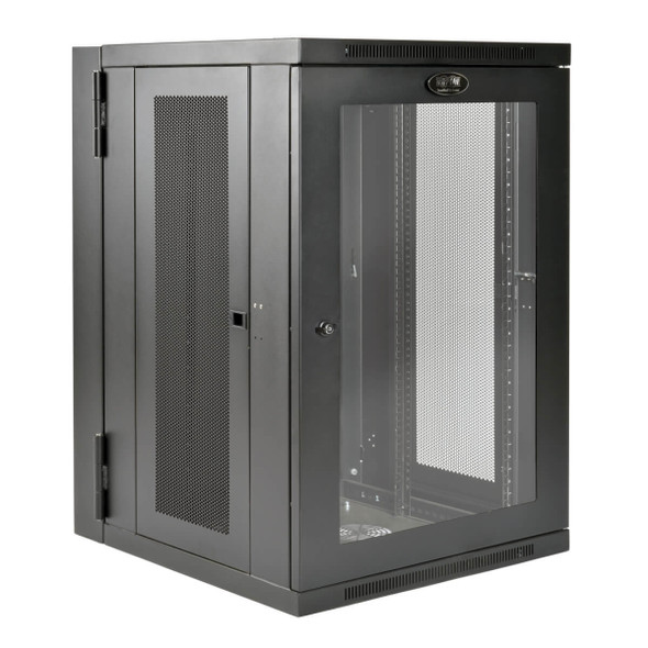 Tripp Lite SRW18USDPG SmartRack 18U UPS-Depth Wall-Mount Half-Height Rack Enclosure, Clear Acrylic Window, Hinged Back SRW18USDPG 037332189738