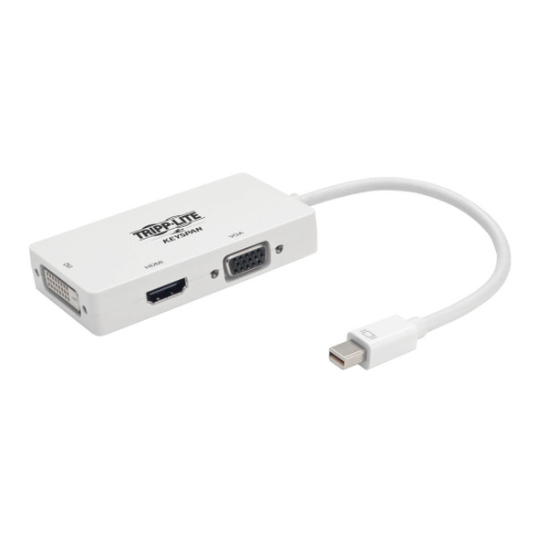 Tripp Lite P137-06N-HDVW Keyspan Mini DisplayPort to VGA/DVI/HDMI All-in-One Video Converter Adapter, White, 6-in. (15.24 cm) P137-06N-HDVW 037332210623