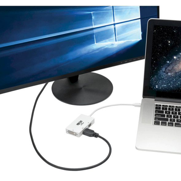 Tripp Lite P137-06N-HDVW Keyspan Mini DisplayPort to VGA/DVI/HDMI All-in-One Video Converter Adapter, White, 6-in. (15.24 cm) P137-06N-HDVW 037332210623