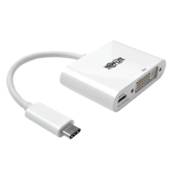 Tripp Lite U444-06N-D-C USB-C to DVI Adapter with PD Charging, White U444-06N-D-C 037332193896