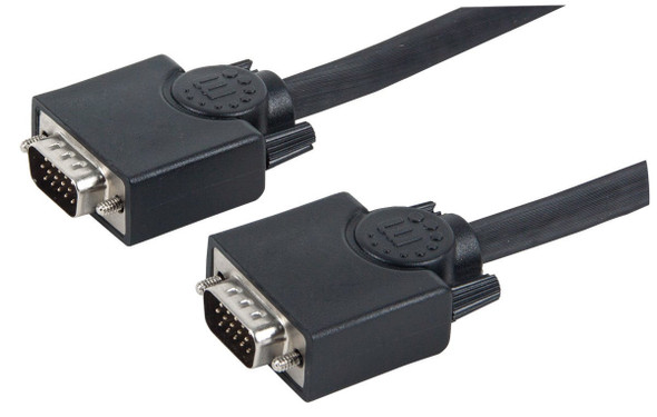 Manhattan VGA Monitor Cable, 15m, Black, Male to Male, HD15, Cable of higher SVGA Specification (fully compatible), Fully Shielded, Lifetime Warranty, Polybag 313629 766623313629