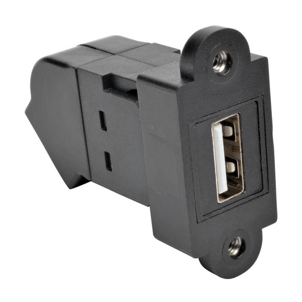 Tripp Lite USB 2.0 All-in-One Keystone/Panel Mount Angled Coupler (F/F), Black U060-000-KPA-BK 037332195692