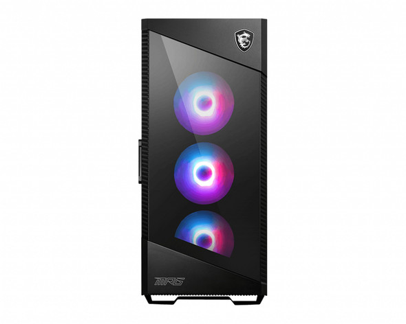 MSI MPG VELOX 100R Mid Tower Gaming Computer Case 'Black, 4x 120mm ARGB Fans, 1-6 ARGB Hub, ARGB light strip, USB Type-C, Tempered Glass, Center, E-ATX, ATX, mATX, mini-ITX' VELOX100R 4719072829315