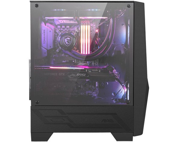 MSI MAG FORGE 100R Mid Tower Gaming Computer Case 'Black, 2x 120mm ARGB PWM Fan, 1x 120mm Fan, 1-6 ARGB Hub, Mystic Light Sync, Tempered Glass Panel, ATX, mATX, mini-ITX' MAGFORGE100R 824142198841