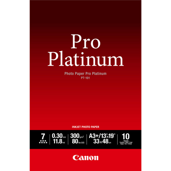 Canon PT-101 Pro Platinum Photo Paper A3 Plus - 10 Sheets 2768B018 013803092905