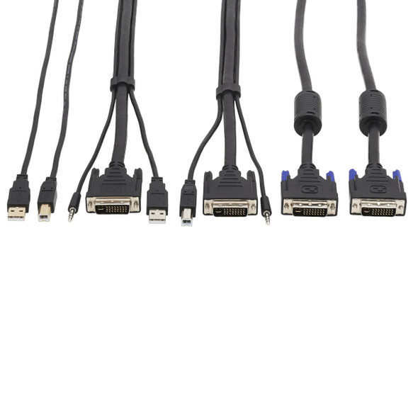 Tripp Lite DVI KVM Cable Kit - DVI, USB, 3.5 mm Audio (3xM/3xM) + USB (M/M) + DVI (M/M), 10 ft. (3.05 m) P784-010-DVU 037332242358