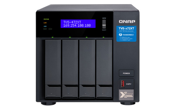 QNAP TVS-472XT NAS Tower Ethernet LAN Black i3-8100T TVS-472XT-I3-4G-US 885022021512