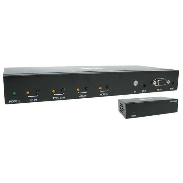 Tripp Lite B320-4X1-MHE-K 4-Port Presentation Switch Kit, 4K 60 Hz (4:4:4) HDMI, DP, USB-C and VGA to HDMI over Cat6 Extender, 125 ft., TAA B320-4X1-MHE-K 037332255150