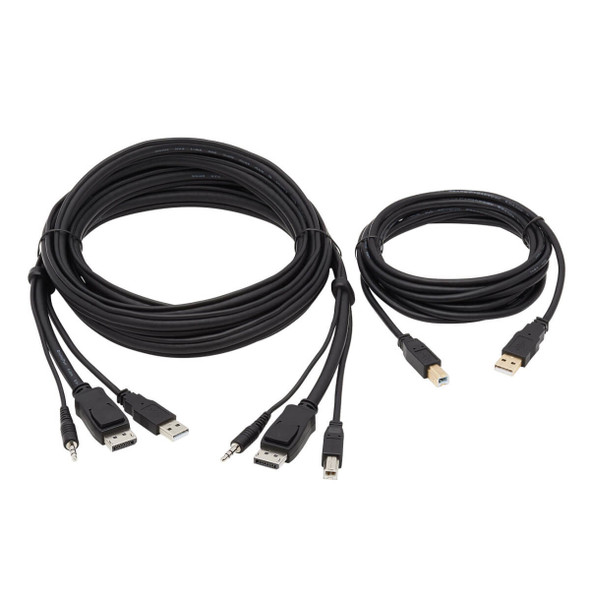 Tripp Lite DisplayPort KVM Cable Kit - DP, USB, 3.5 mm Audio (3xM/3xM) + USB (M/M), 4K, 4:4:4, 10 ft. (3.05 m), Black P783-010-U 037332241665