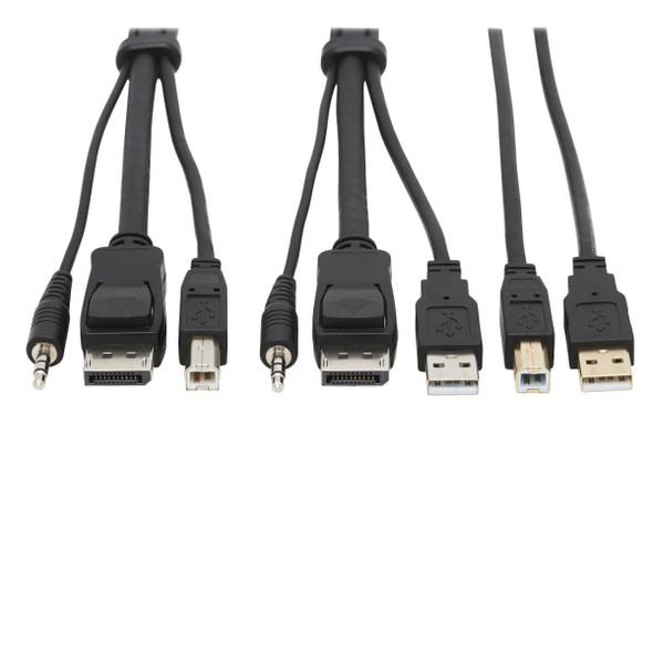 Tripp Lite DisplayPort KVM Cable Kit - DP, USB, 3.5 mm Audio (3xM/3xM) + USB (M/M), 4K, 4:4:4, 6 ft. (1.83 m), Black P783-006-U 037332241658