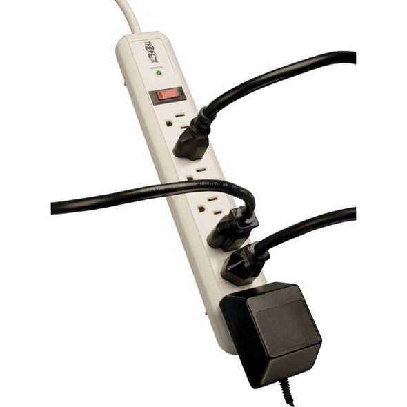 Tripp Lite Protect It! 7-Outlet Surge Protector 4-ft. Cord, 1080 Joules, 1 Diagnostic LED, Light Gray Housing TLP74R 037332155658