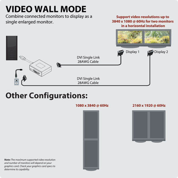 Tripp Lite B155-002-DVI-V2 2-Port Mini DisplayPort to DVI Multi-Monitor Splitter, MST Hub, DP1.2, TAA B155-002-DVI-V2 037332193438
