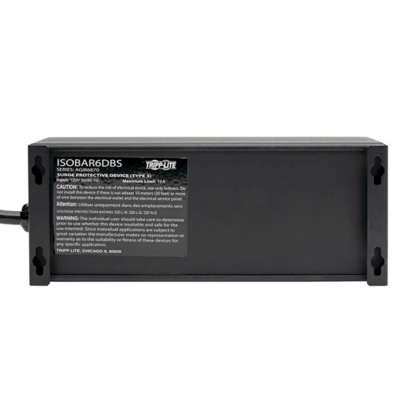 Tripp Lite ISOBAR6DBS surge protector Black 6 AC outlet(s) 120 V 1.83 m ISOBAR6DBS 037332011213