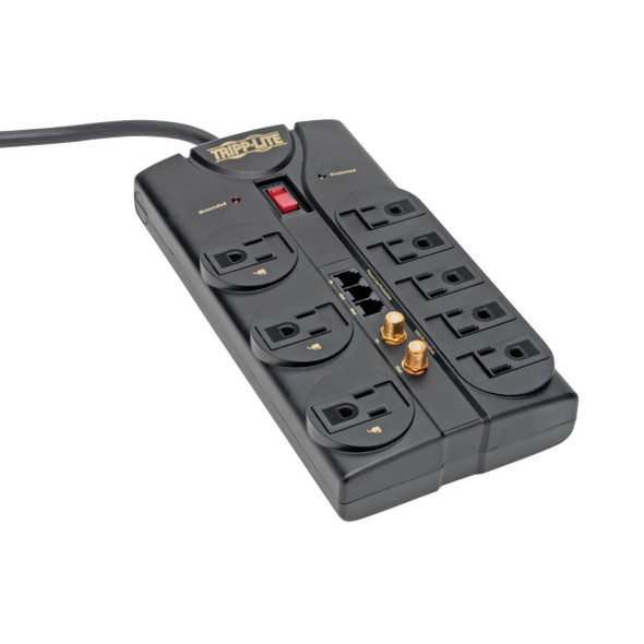 Tripp Lite Protect It! 8-Outlet Surge Protector, 8-ft. Cord, 2160 Joules, Tel/Fax/Modem/Coax Protection, RJ11 TLP808TELTV 037332095343