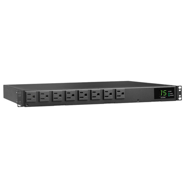 Tripp Lite 1.44kW 120V Single-Phase ATS/Metered PDU - 8 NEMA 5-15R Outlets, Dual 5-15P Inputs, 12 ft. Cords, 1U, TAA PDUMH15ATS 037332261366