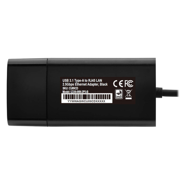 Tripp Lite U336-06N-2P5-B USB to RJ45 Gigabit Ethernet Network Adapter (M/F) - USB 3.1 Gen 1, 2.5 Gbps Ethernet, Black U336-06N-2P5-B 037332249104
