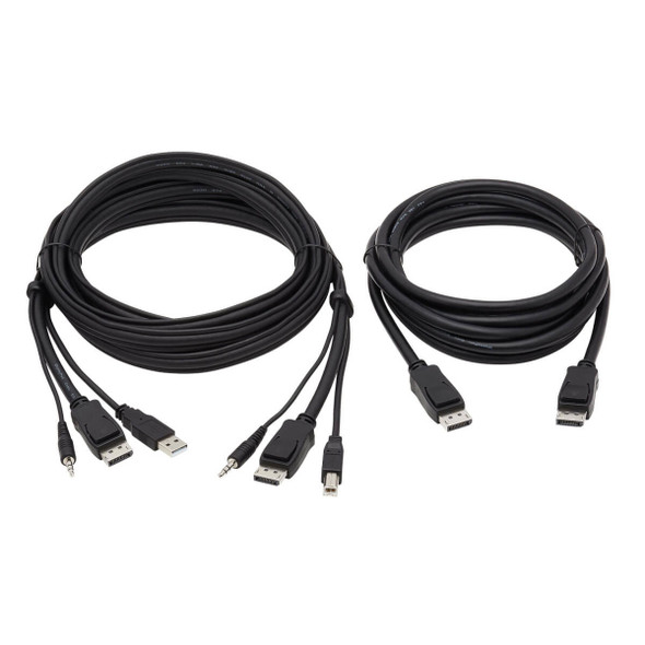 Tripp Lite Dual DisplayPort KVM Cable Kit - DP, USB, 3.5 mm Audio (3xM/3xM) + DP (M/M), 4K, 4:4:4, 10 ft. (3.05 m), Black P783-010-DP 037332241641