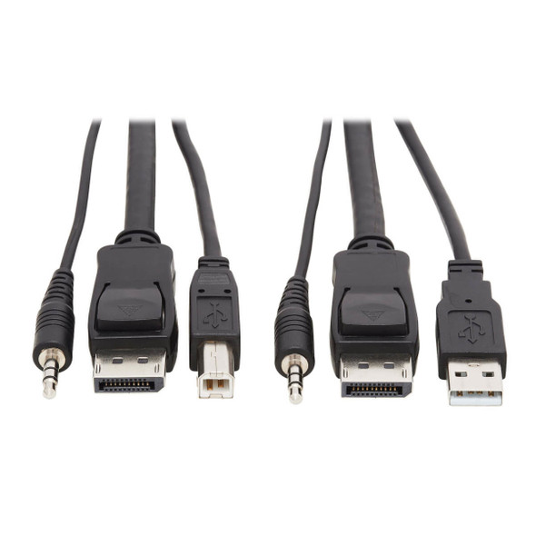 Tripp Lite DisplayPort KVM Cable Kit, 3 in 1 - 4K DisplayPort, USB, 3.5 mm Audio (3xM/3xM), 4:4:4, 3.05 m, Black P783-010 037332241603