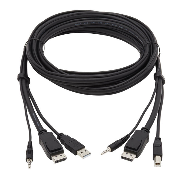 Tripp Lite DisplayPort KVM Cable Kit, 3 in 1 - 4K DisplayPort, USB, 3.5 mm Audio (3xM/3xM), 4:4:4, 3.05 m, Black P783-010 037332241603