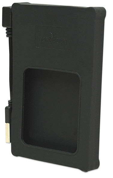 Manhattan Drive Enclosure, 2.5", USB-A, 480 Mbps (USB 2.0), SATA, Black, Silicone, Hi-Speed USB, Windows or Mac, Three Year Warranty, Blister 130103 766623130103