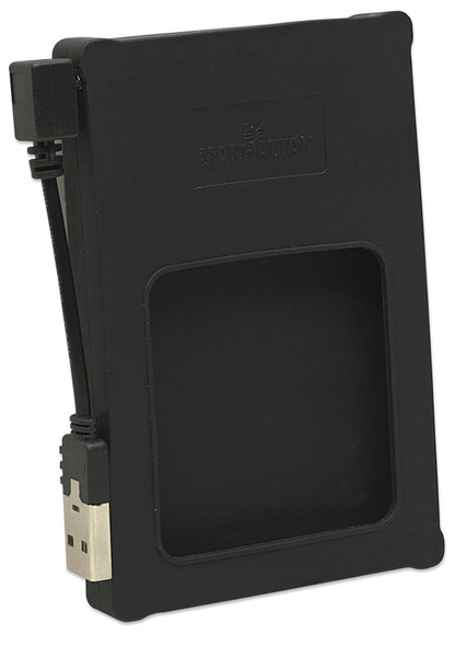 Manhattan Drive Enclosure, 2.5", USB-A, 480 Mbps (USB 2.0), SATA, Black, Silicone, Hi-Speed USB, Windows or Mac, Three Year Warranty, Blister 130103 766623130103