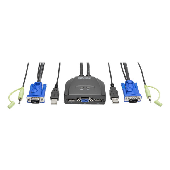 Tripp Lite 2-Port USB/VGA Cable KVM Switch with Audio, Cables and USB Peripheral Sharing B032-VUA2 037332200372