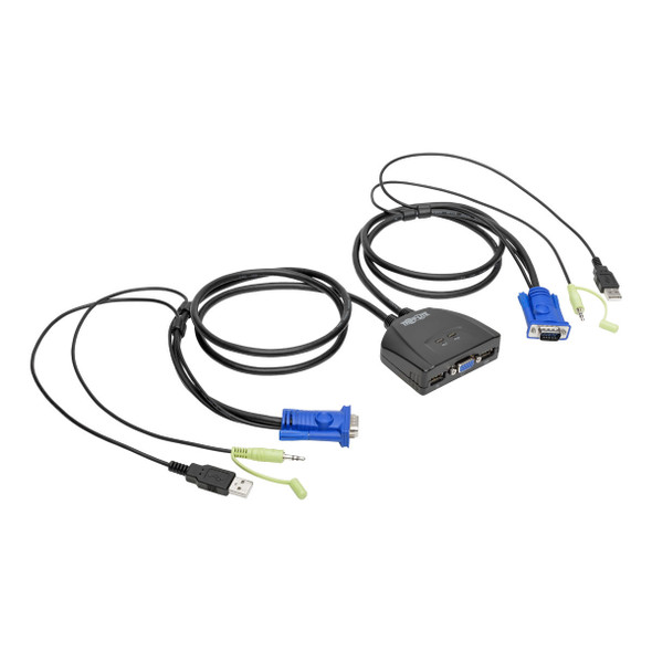 Tripp Lite 2-Port USB/VGA Cable KVM Switch with Audio, Cables and USB Peripheral Sharing B032-VUA2 037332200372