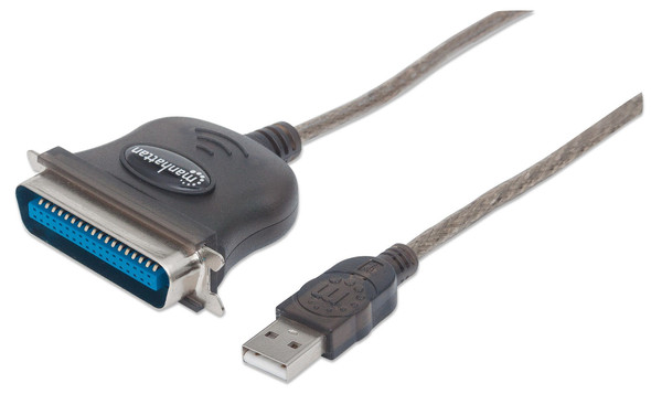 Manhattan USB-A to Parallel Printer Cen36 Converter Cable, 1.8m, Male to Male, Black, 12Mbps, IEEE 1284, bus power, Three Year Warranty, Polybag 317016 766623317016