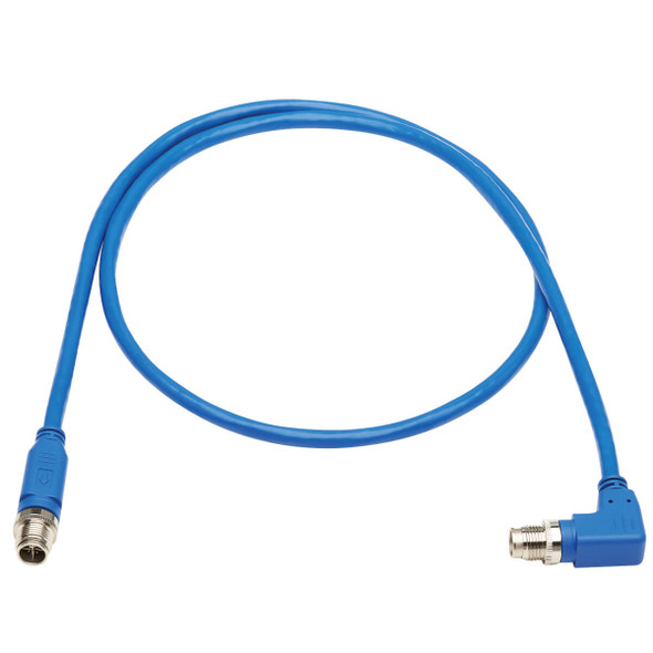 Tripp Lite NM12-603-02M-BL M12 X-Code Cat6 1G UTP CMR-LP Ethernet Cable (Right-Angle M/M), IP68, PoE, Blue, 2 m (6.6 ft.) NM12-603-02M-BL 037332265432
