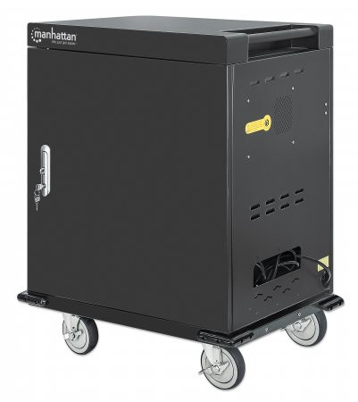Manhattan Charging Cabinet via AC Adapter (EU) x32 Devices, With x32 USB-A Ports, Trolley, Supplied AC Adapter (power cables) included, Suitable for iPads/tablets/phones/laptops (to 15.6"), Bays 380x30x280mm, EU power cord, 180313 766623180313