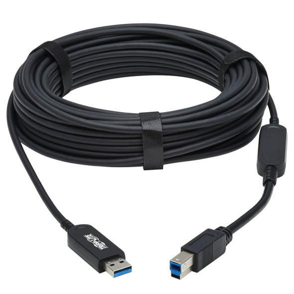 Tripp Lite U328F-15M USB 3.2 Gen 1 Plenum-Rated Fiber Active Optical Cable (AOC) - A/B M/M, Black, 15 m U328F-15M 037332260260