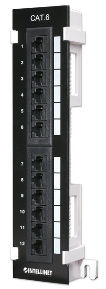 Intellinet Patch Panel, Cat6, Wall-mount, UTP, 12 Port, Black 560269 766623560269