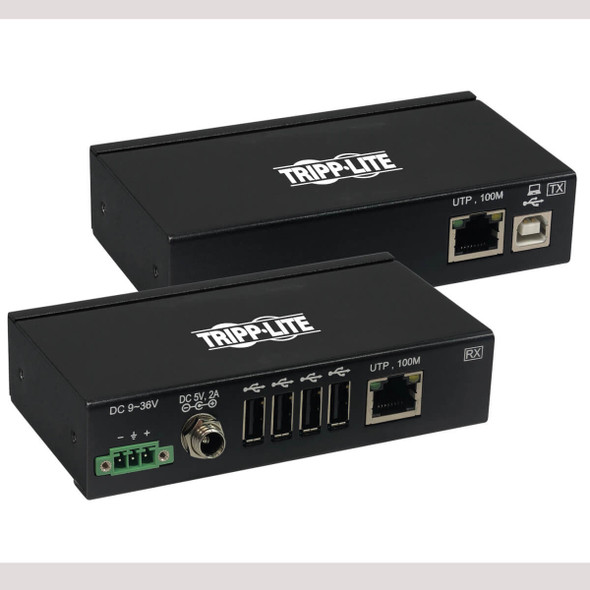 Tripp Lite B203-104-IND-ER 4-Port Industrial USB over Cat6 Extender, ESD Protection, PoC - USB 2.0, Mountable, 330 ft., TAA B203-104-IND-ER 037332260604