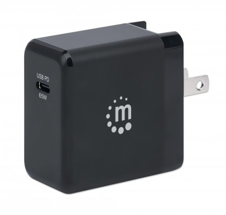 Manhattan Wall/Power Mobile Device GaN Charger (UK, USA and Euro 2-pin), USB-C Port, to 65W / 3A, GaN (Galium Nitride) tech & PI chipset for maximum charging efficiency, Interchangeable Plugs, Phone/Laptop Charger, Black, Box, 102278 766623102278