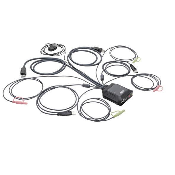 Tripp Lite B032-DPUA2 2-Port DisplayPort 1.1/USB KVM Switch with Audio/Video, Built-In Cables, USB Peripheral Sharing B032-DPUA2 037332235978