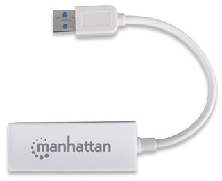 Manhattan USB-A Gigabit Network Adapter, White, 10/100/1000 Mbps Network, USB 3.0, Equivalent to Startech USB31000SW, Ethernet, RJ45, Three Year Warranty, Blister 506847 766623506847