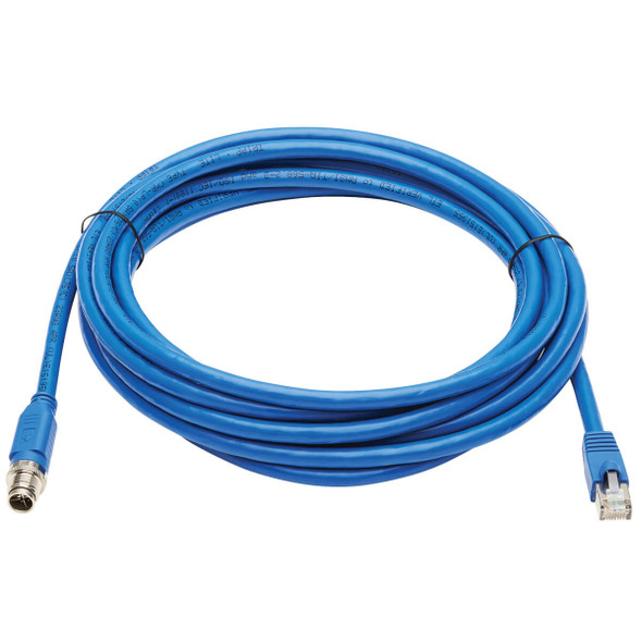 Tripp Lite NM12-6A2-10M-BL M12 X-Code Cat6a 10G F/UTP CMR-LP Shielded Ethernet Cable (M12 M/RJ45 M), IP68, PoE, Blue, 10 m (32.8 ft.) NM12-6A2-10M-BL 037332265500