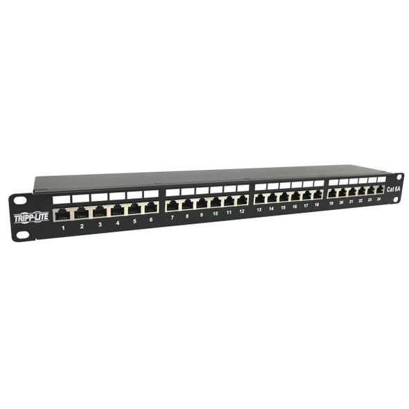 Tripp Lite N252-024-6A-SH 24-Port Cat6a Shielded Patch Panel - 10 Gbps, STP, 110 Punch Down, RJ45, 1U, TAA N252-024-6A-SH 037332266316