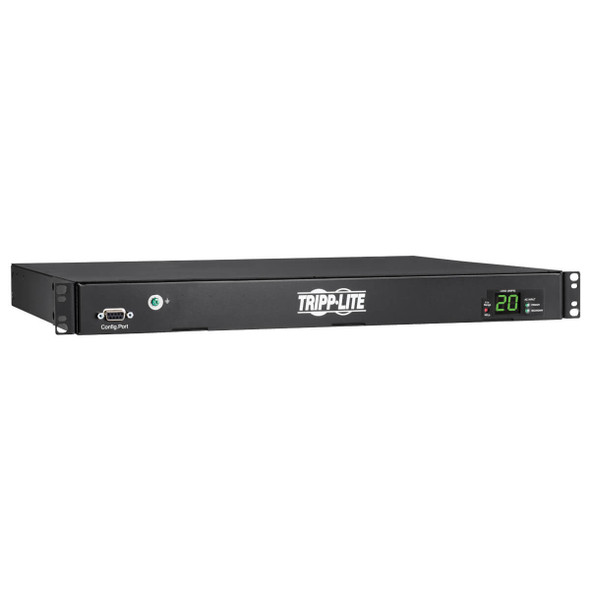 Tripp Lite PDUMH20HVATS 3.8kW 200–240V Single-Phase ATS/Local Metered PDU - 8 C13 and 2 C19 Outlets, Dual C20 Inlets, 12 ft. Cords, 1U, TAA PDUMH20HVATS 037332261380