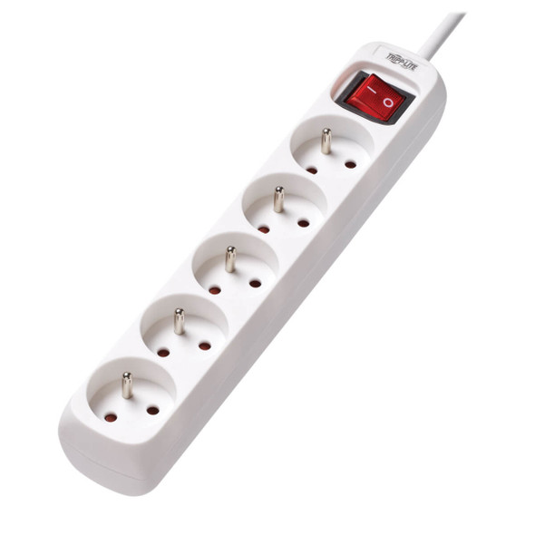 Tripp Lite PS5F15 5-Outlet Power Strip - French Type E Outlets, 220-250V AC, 16A, 1.5 m Cord, Type E Plug, White PS5F15 037332251558