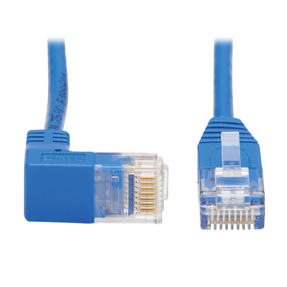 Tripp Lite N204-S10-BL-DN Down-Angle Cat6 Gigabit Molded Slim UTP Ethernet Cable (RJ45 Right-Angle Down M to RJ45 M), Blue, 10 ft. (3.05 m) N204-S10-BL-DN 037332252258