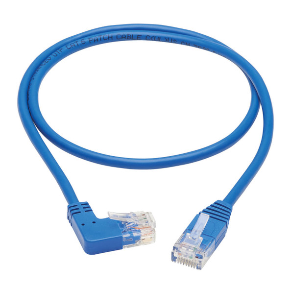 Tripp Lite N204-S03-BL-RA Right-Angle Cat6 Gigabit Molded Slim UTP Ethernet Cable (RJ45 Right-Angle M to RJ45 M), Blue, 3 ft. (0.91 m) N204-S03-BL-RA 037332252388