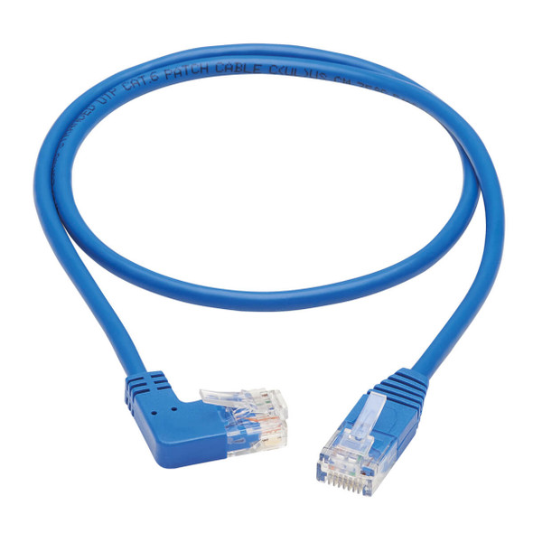 Tripp Lite N204-S02-BL-RA Right-Angle Cat6 Gigabit Molded Slim UTP Ethernet Cable (RJ45 Right-Angle M to RJ45 M), Blue, 2 ft. (0.61 m) N204-S02-BL-RA 037332252371