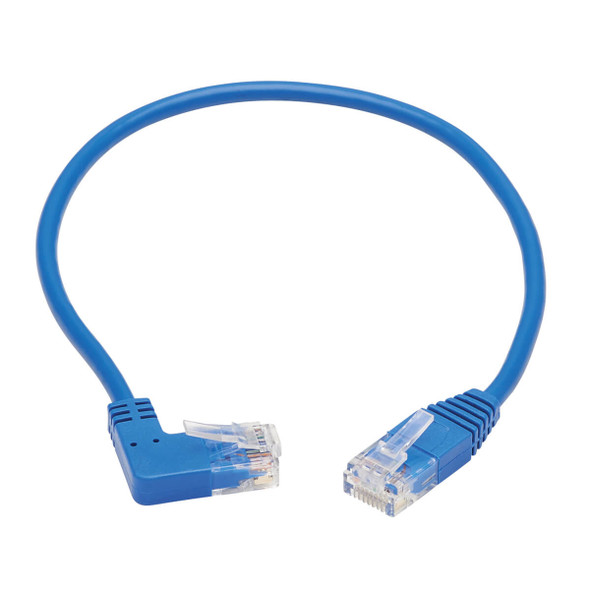 Tripp Lite N204-S01-BL-RA Right-Angle Cat6 Gigabit Molded Slim UTP Ethernet Cable (RJ45 Right-Angle M to RJ45 M), Blue, 1 ft. (0.31 m) N204-S01-BL-RA 037332252364